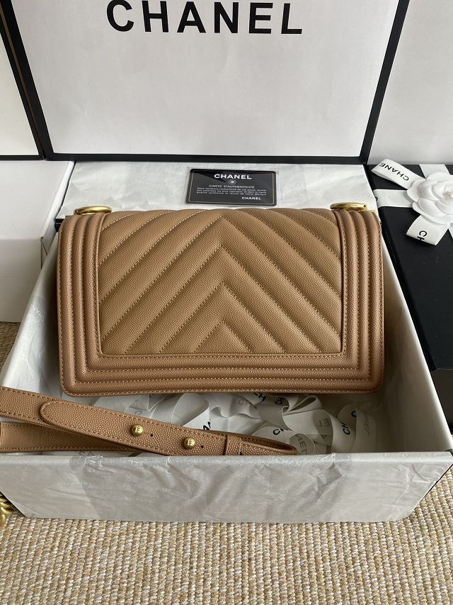 CC original fine grained calfskin medium boy handbag A67086-2 brown