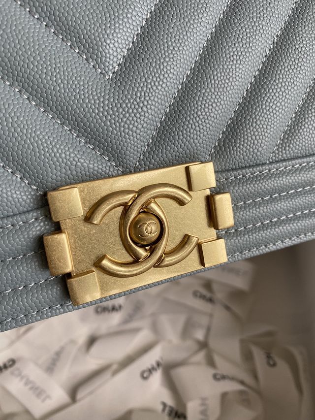 CC original fine grained calfskin medium boy handbag A67086-2 light blue