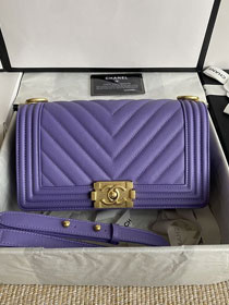 CC original fine grained calfskin medium boy handbag A67086-2 purple