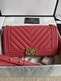 CC original fine grained calfskin medium boy handbag A67086-2 red