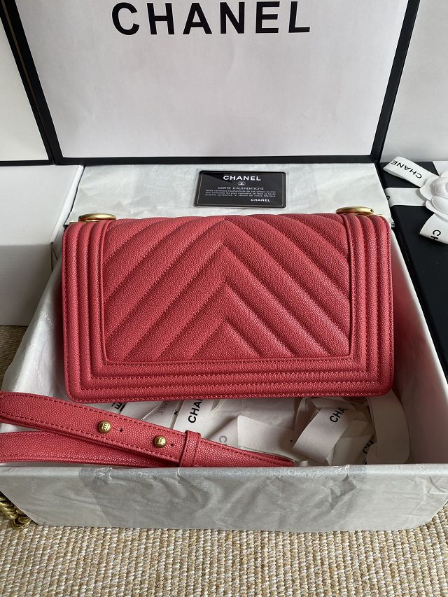 CC original fine grained calfskin medium boy handbag A67086-2 red