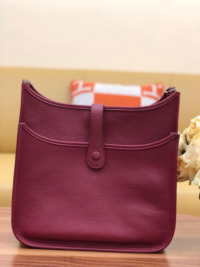 Hermes original togo leather evelyne pm shoulder bag E29 wine