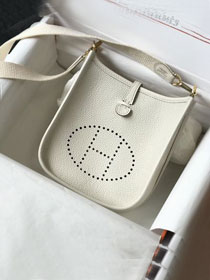 Hermes original togo leather mini evelyne tpm 17 shoulder bag E17 craie white