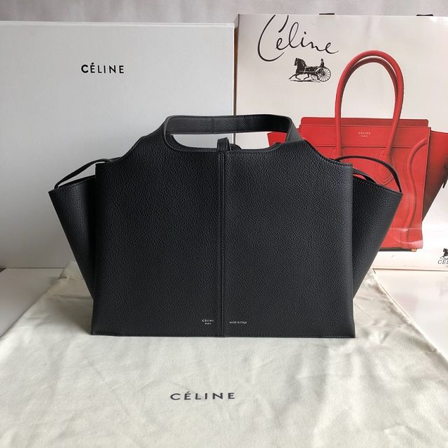 celine original calfskin tri-fold shopping bag 179043 black