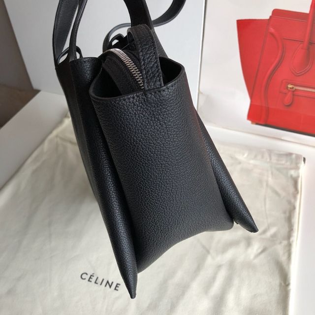 celine original calfskin tri-fold shopping bag 179043 black