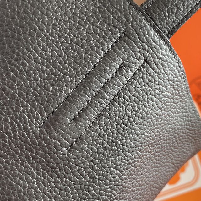 Hermes original calfskin reversible shoping bag K0298 dark grey