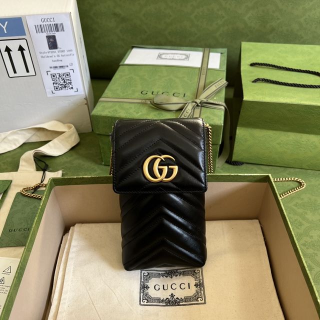 GG original calfskin marmont matelasse mini bag 672251 black