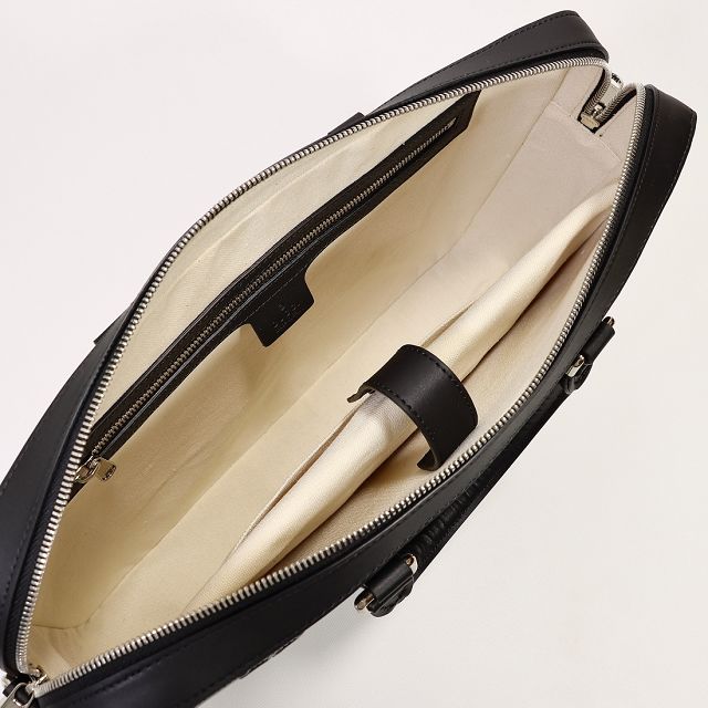 GG original embossed calfskin briefcase 658573 black