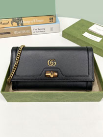 GG original calfskin diana chain wallet 658243 black