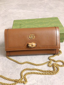 GG original calfskin diana chain wallet 658243 brown