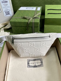 GG original embossed calfskin belt bag 658582 white