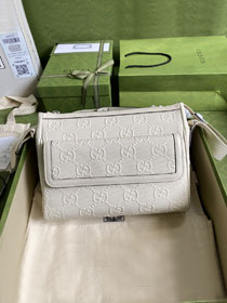 GG original embossed calfskin messenger bag 658565 white