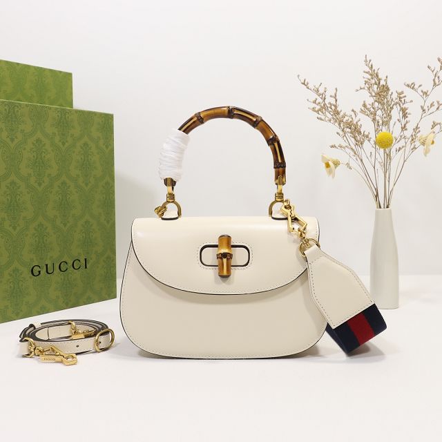 2022 GG original calfskin Small top handle bag 675797 white