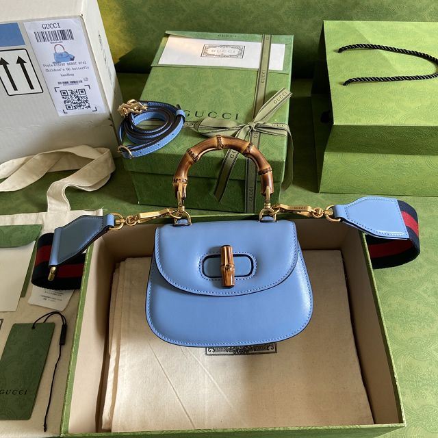 2022 GG original calfskin mini top handle bag 686864 blue