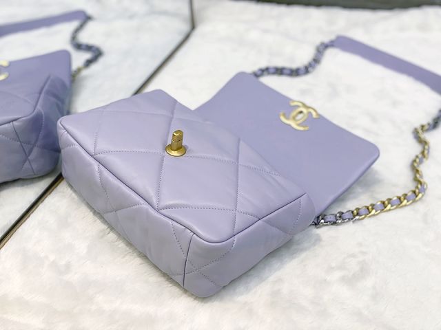 CC original calfskin small 19 flap bag AS1160 light purple