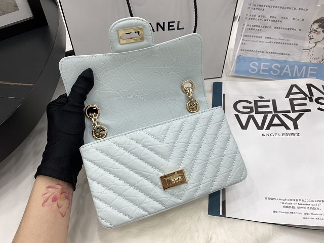 CC original calfskin small 2.55 handbag AS0874-2 light blue