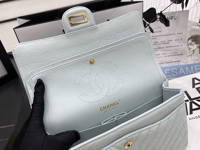 CC original calfskin 2.55 flap handbag A37586-2 light blue