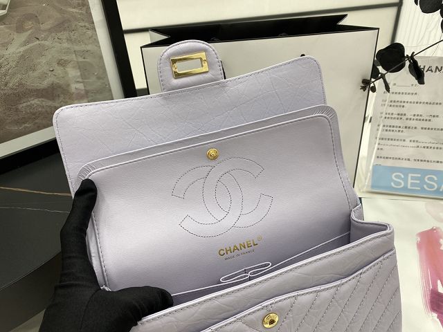 CC original calfskin 2.55 flap handbag A37586-2 light purple