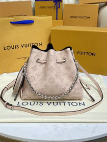 2022 Louis vuitton original mahina leather bella bucket bag M57070 light pink