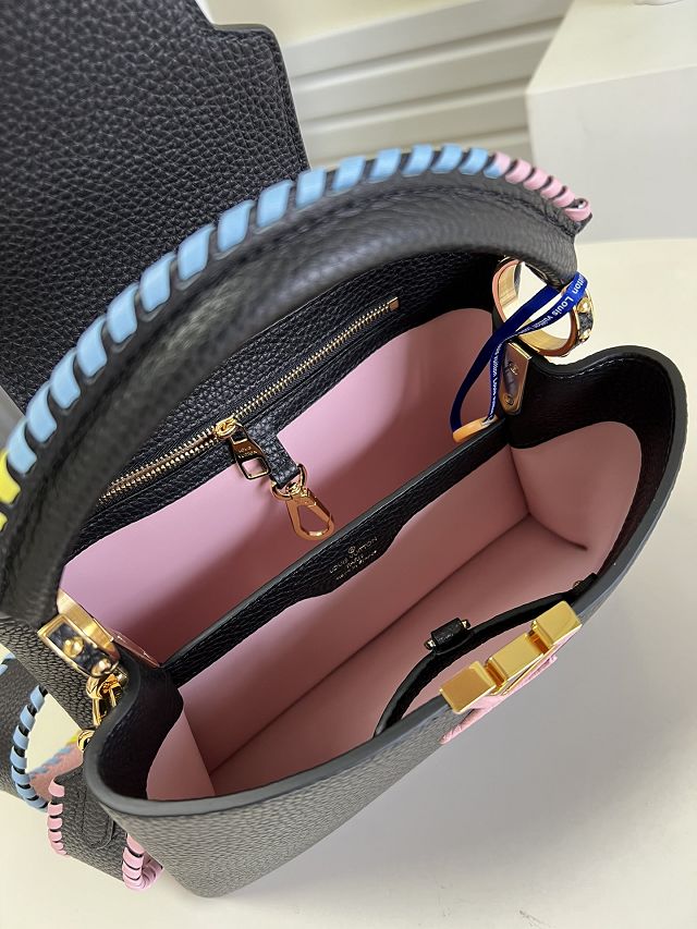 Louis vuitton original calfskin capucines BB handbag M57941 black