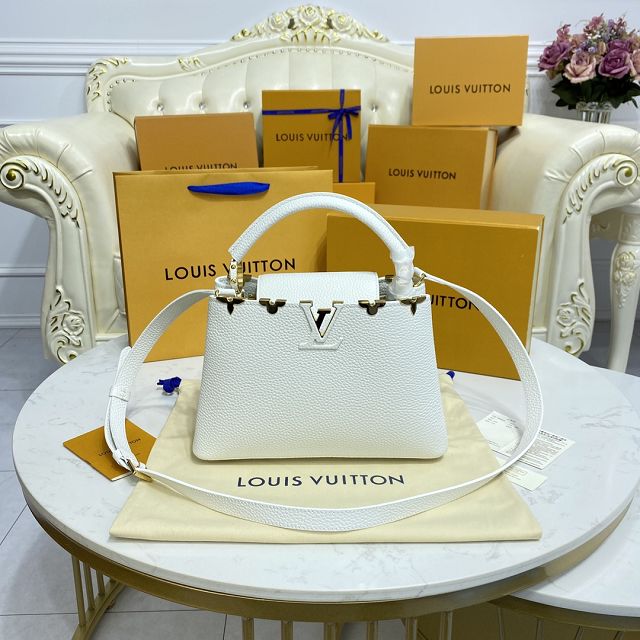 Louis vuitton original calfskin capucines BB handbag M59264 white