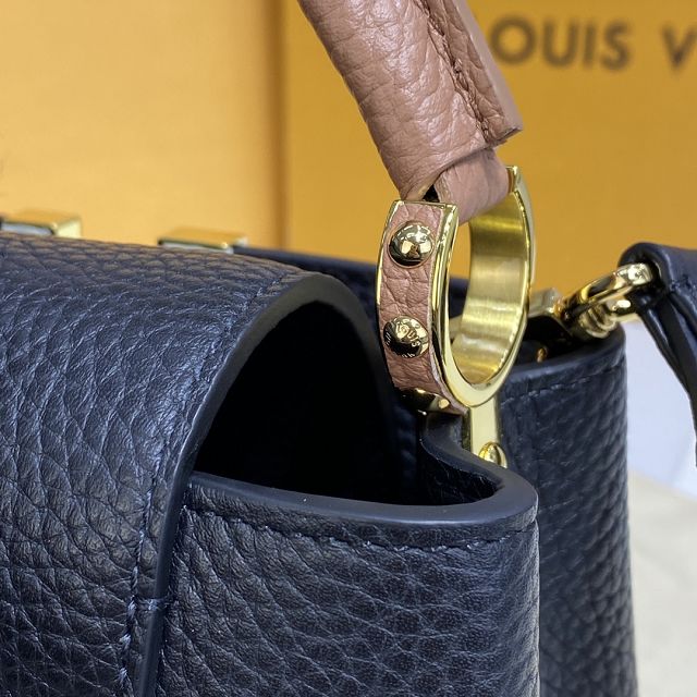 Louis vuitton original calfskin capucines mini handbag M55985 black
