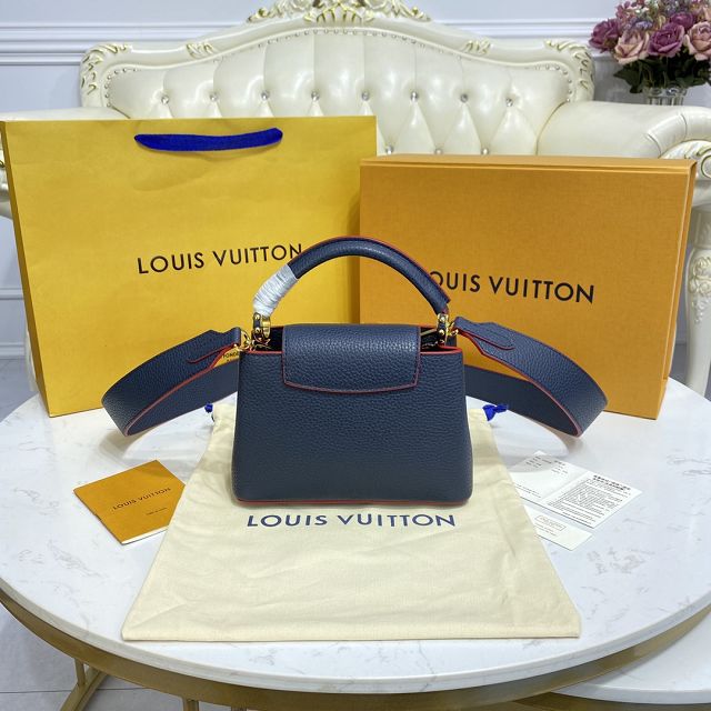 Louis vuitton original calfskin capucines mini handbag M55985 navy blue