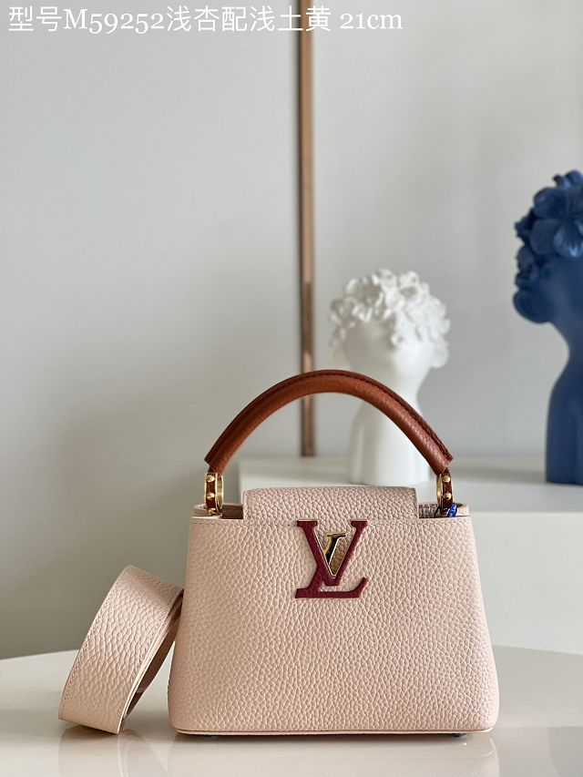 Louis vuitton original calfskin capucines mini handbag M59252 light apricot