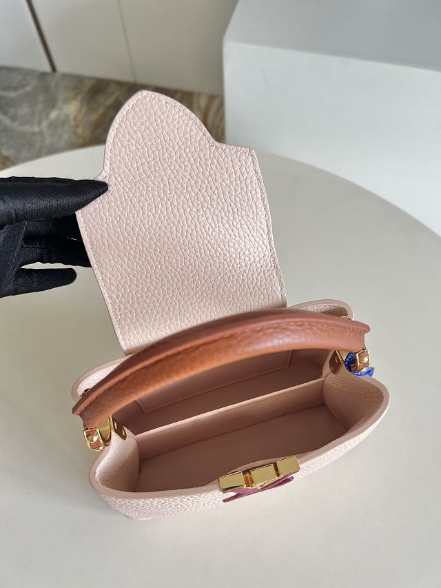 Louis vuitton original calfskin capucines mini handbag M59252 light apricot