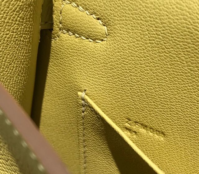 Hermes original epsom leather mini kelly 19 bag K0019 jaune poussin