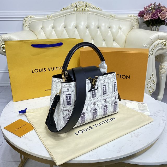 Louis vuitton original calfskin capucines mm handbag M59120 white