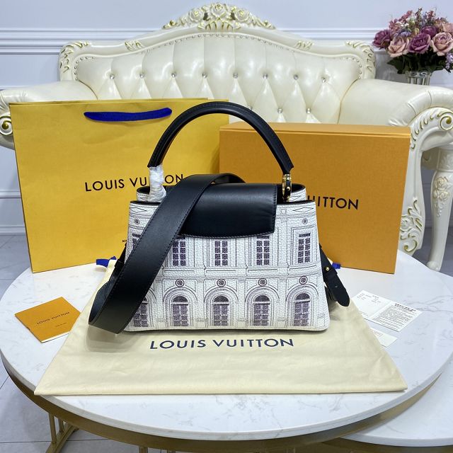 Louis vuitton original calfskin capucines mm handbag M59120 white