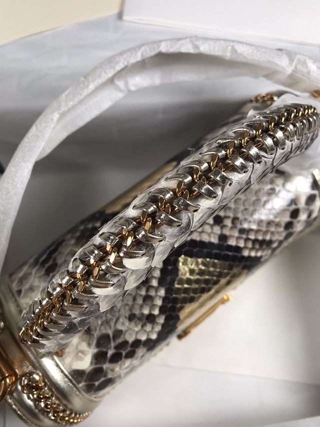 CC original python leather medium boy handbag A94804 light gold&white