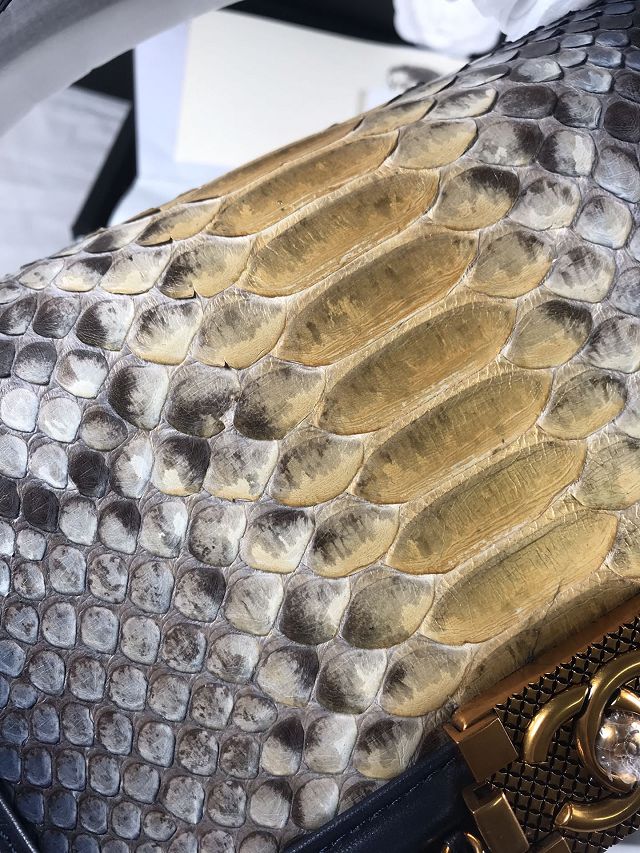 CC original python leather medium boy handbag A94804-3 black