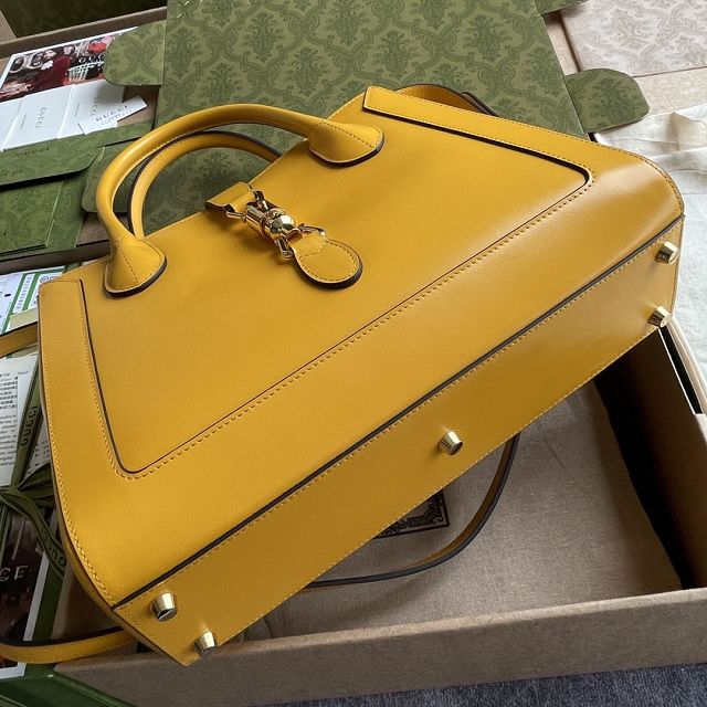 Top GG original calfskin jackie 1961 medium tote bag 649016 yellow