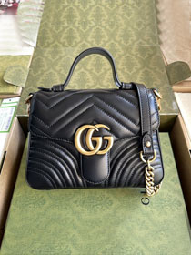 Top GG marmont original calfskin mini top handle bag 547260 black