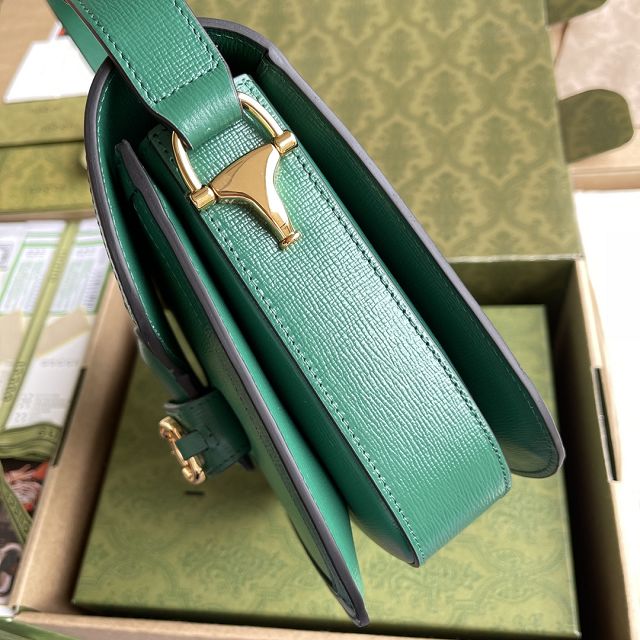 Top GG original calfskin 1955 horsebit shoulder bag 602204 green
