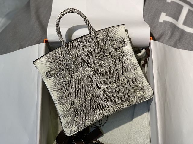 Hermes handmade original lizard leather birkin bag LB350 grey