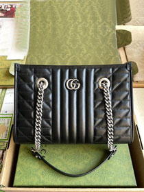 Top GG original calfskin marmont small tote bag 681483 black