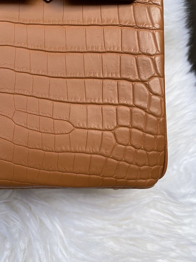 Top hermes handmade genuine 100% crocodile leather birkin 35 bag K350 brown
