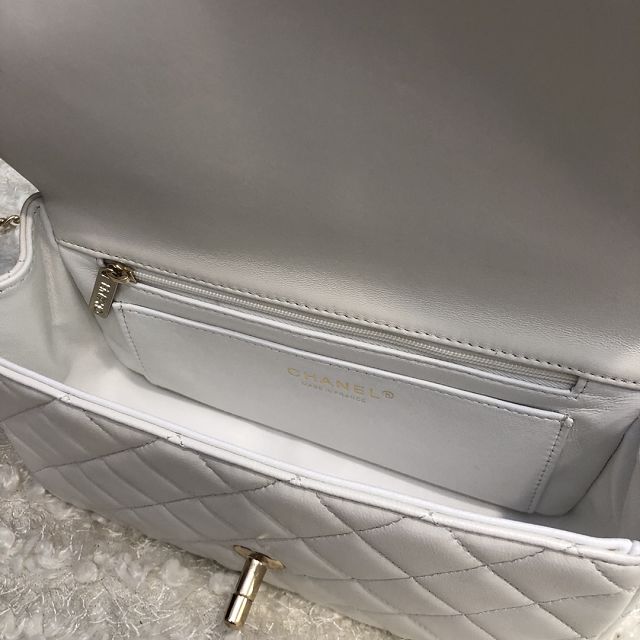 2022 CC original lambskin top handle flap bag AS2431-2 white