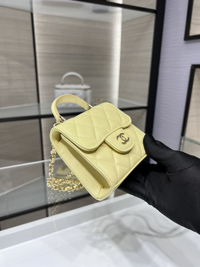 CC original lambskin clutch with chain AP2682 yellow