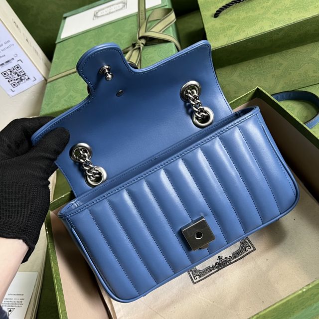 2022 GG original calfskin marmont mini bag 446744 blue