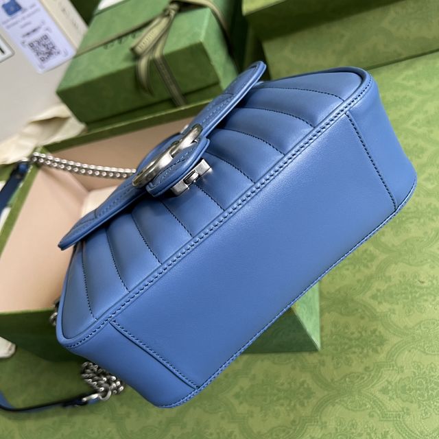 2022 GG original calfskin marmont mini top handle bag 583571 blue