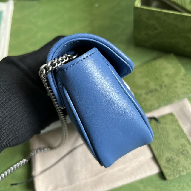 2022 GG original calfskin marmont super mini bag 476433 blue