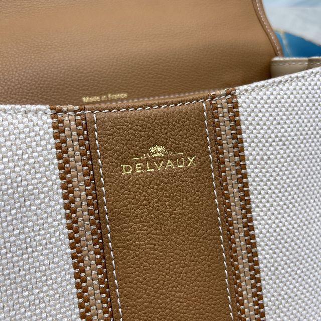 Delvaux original canvas brillant bag MM AA0555 brown&white