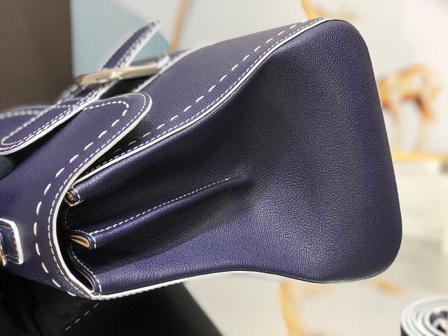 Delvaux original grained calfskin brillant bag MM AA0555 dark blue