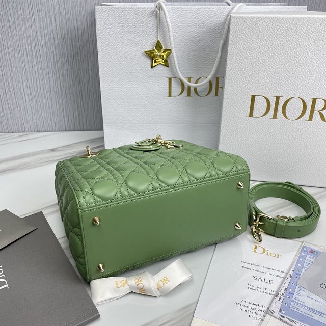 Dior original lambskin medium lady dior bag M0565-3 avocado green