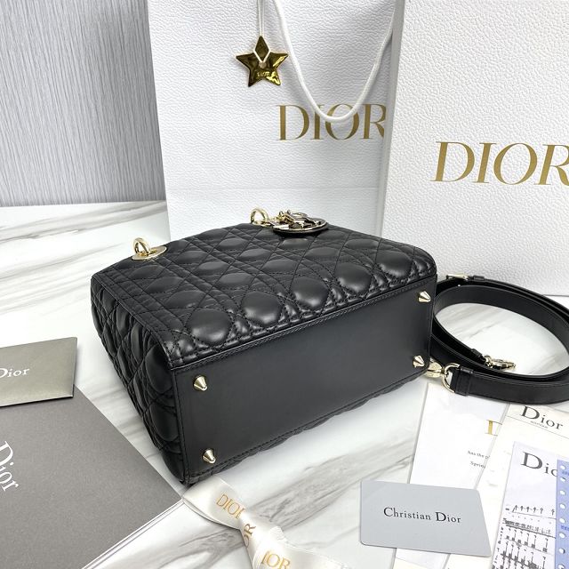 Dior original lambskin medium lady dior bag M0565-3 black