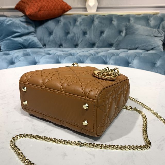 Dior original lambskin mini lady bag M0505-2 caramel